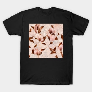 Rose flowers marble pattern T-Shirt